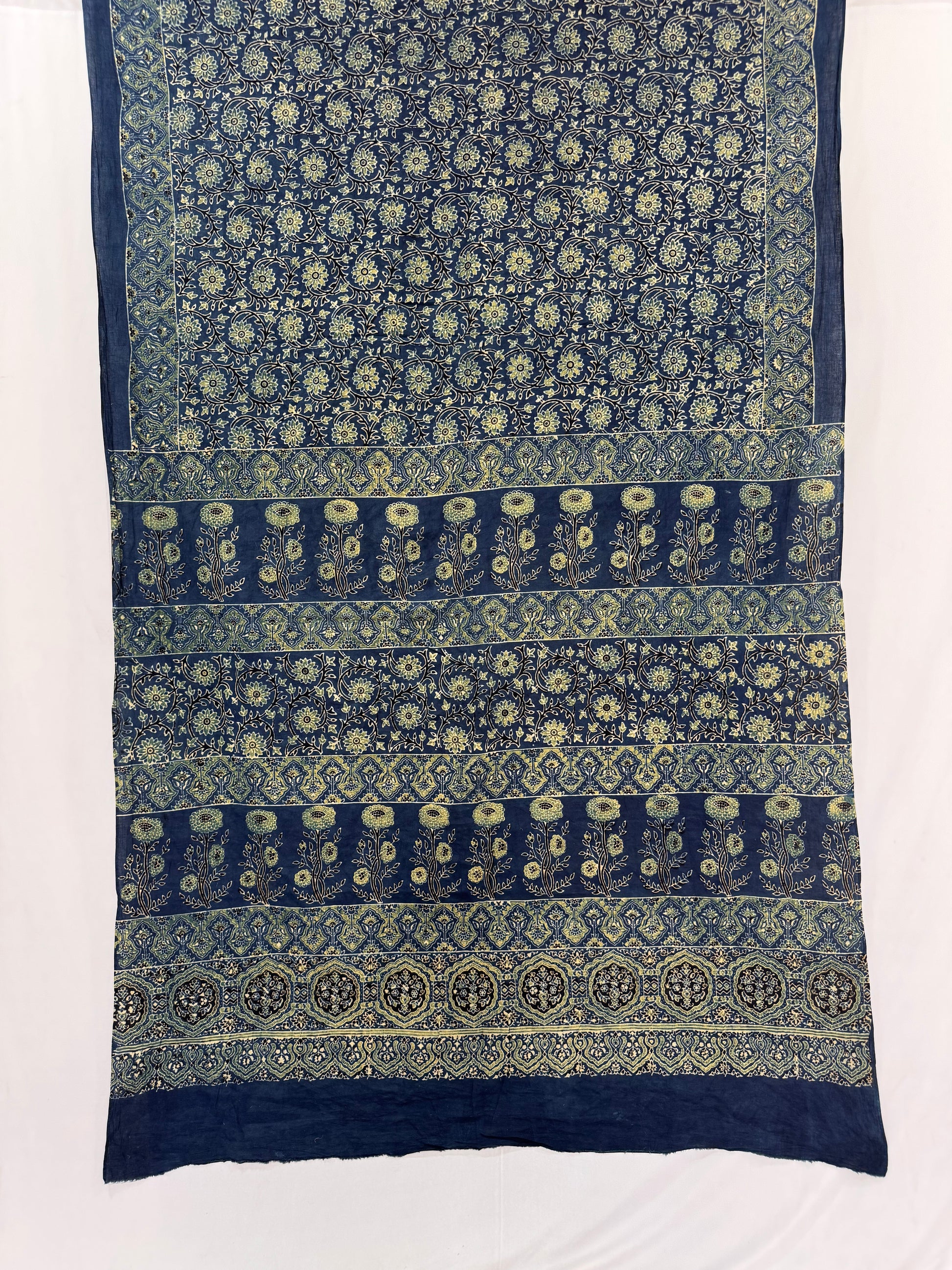 Cotton Ajrakh Hand Block printed Saree