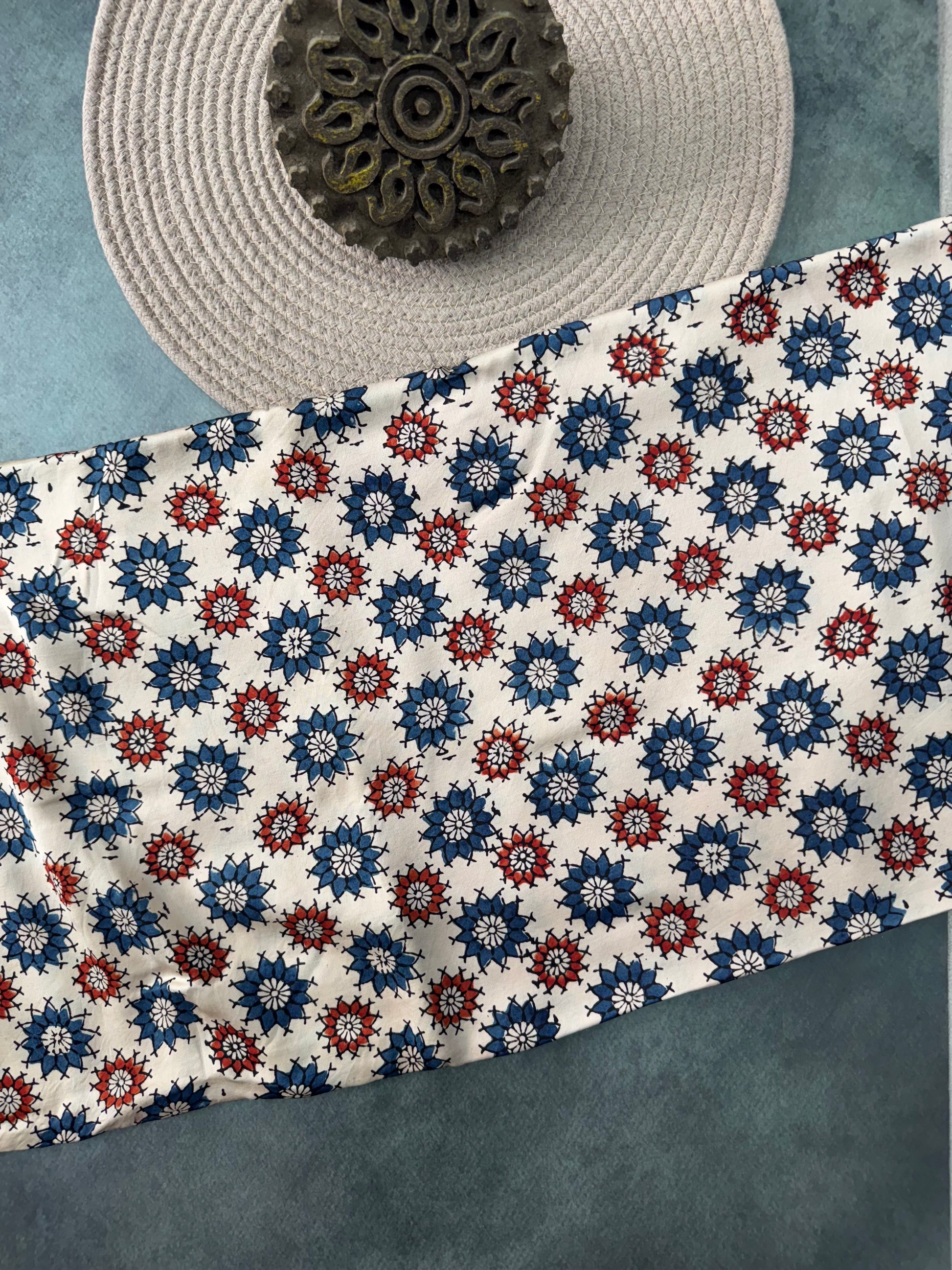 Modal silk Ajrakh Hand Block Printed Running Fabric