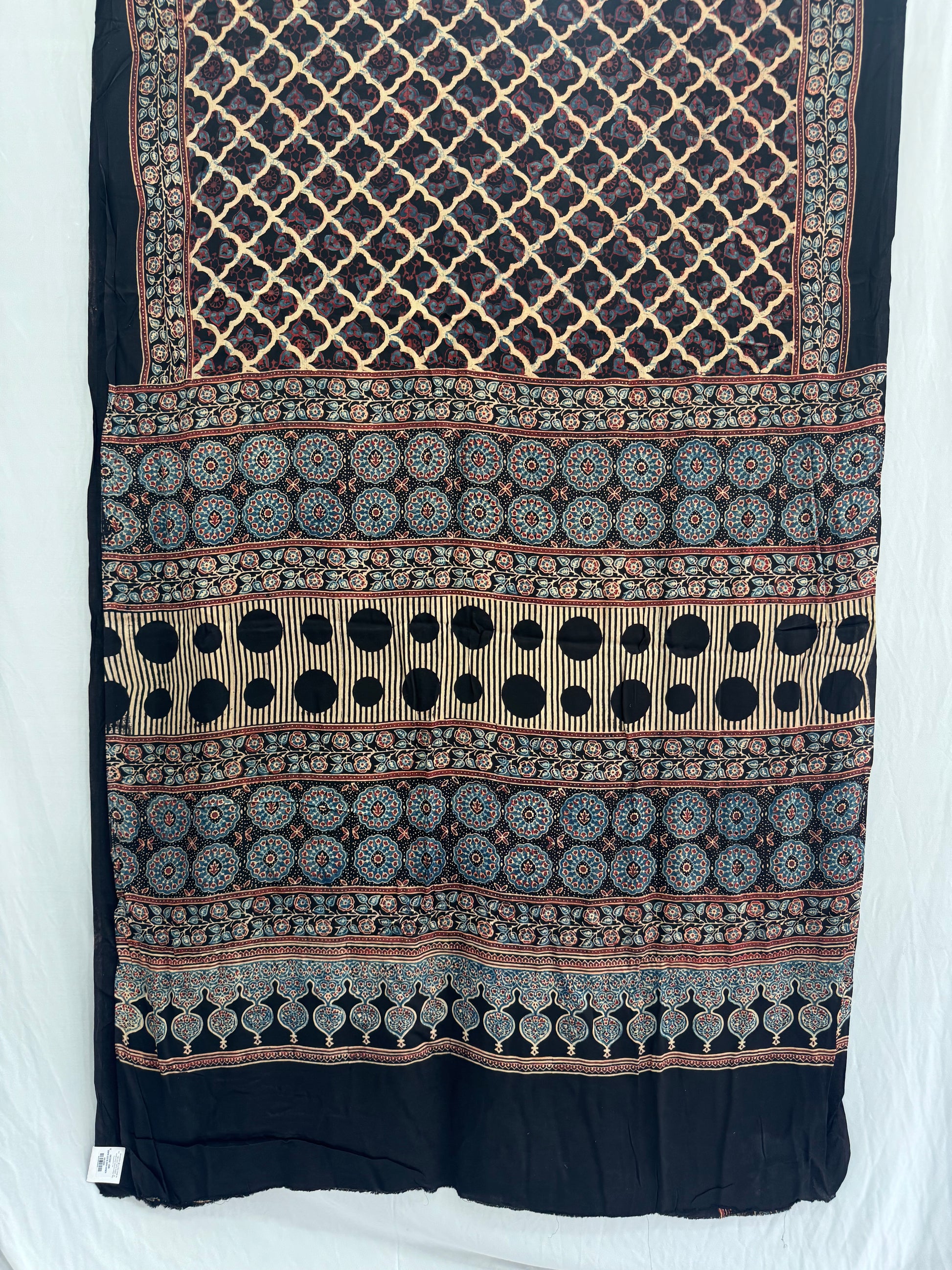 Modal Silk Ajrakh Hand Block Printed Saree