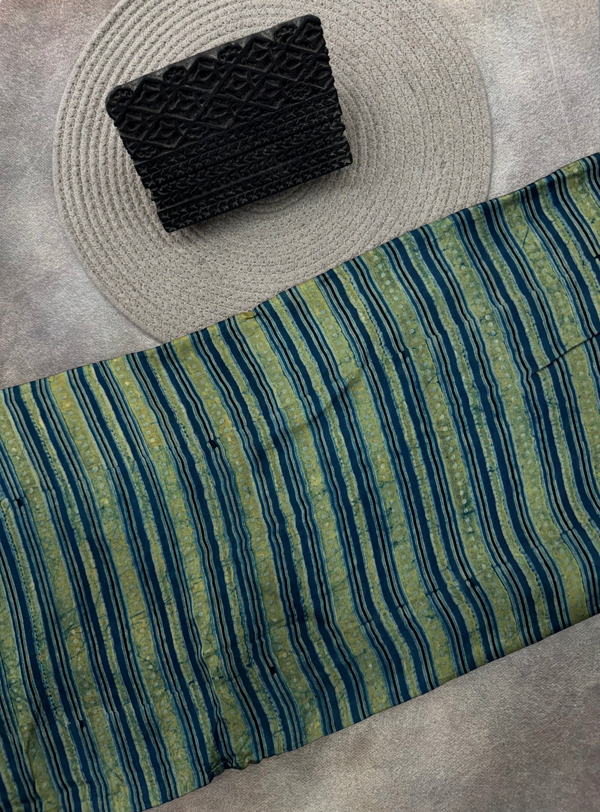 Modal silk Ajrakh Hand Block Printed Running Fabric