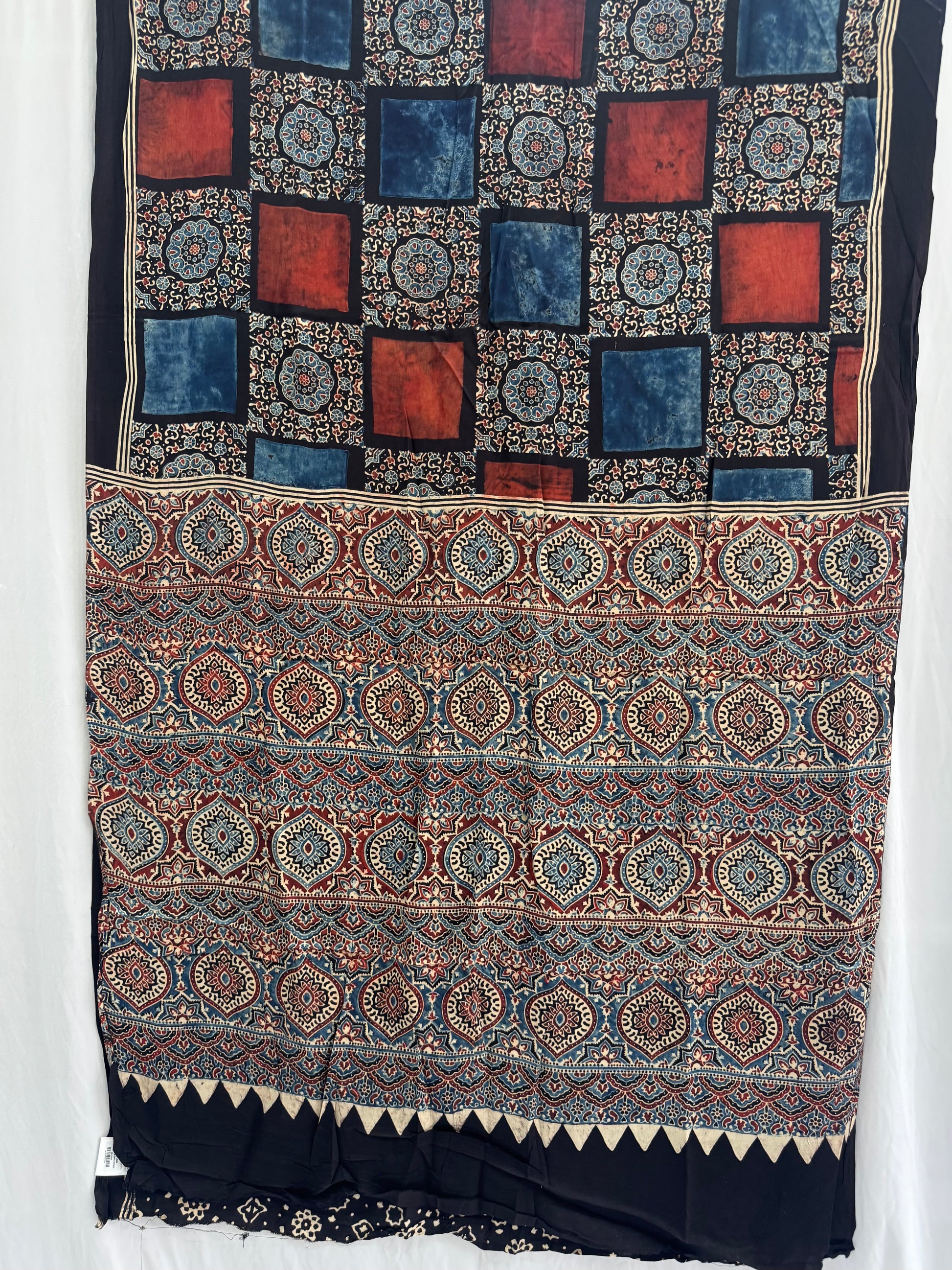 Modal Silk Ajrakh Hand Block Printed Saree