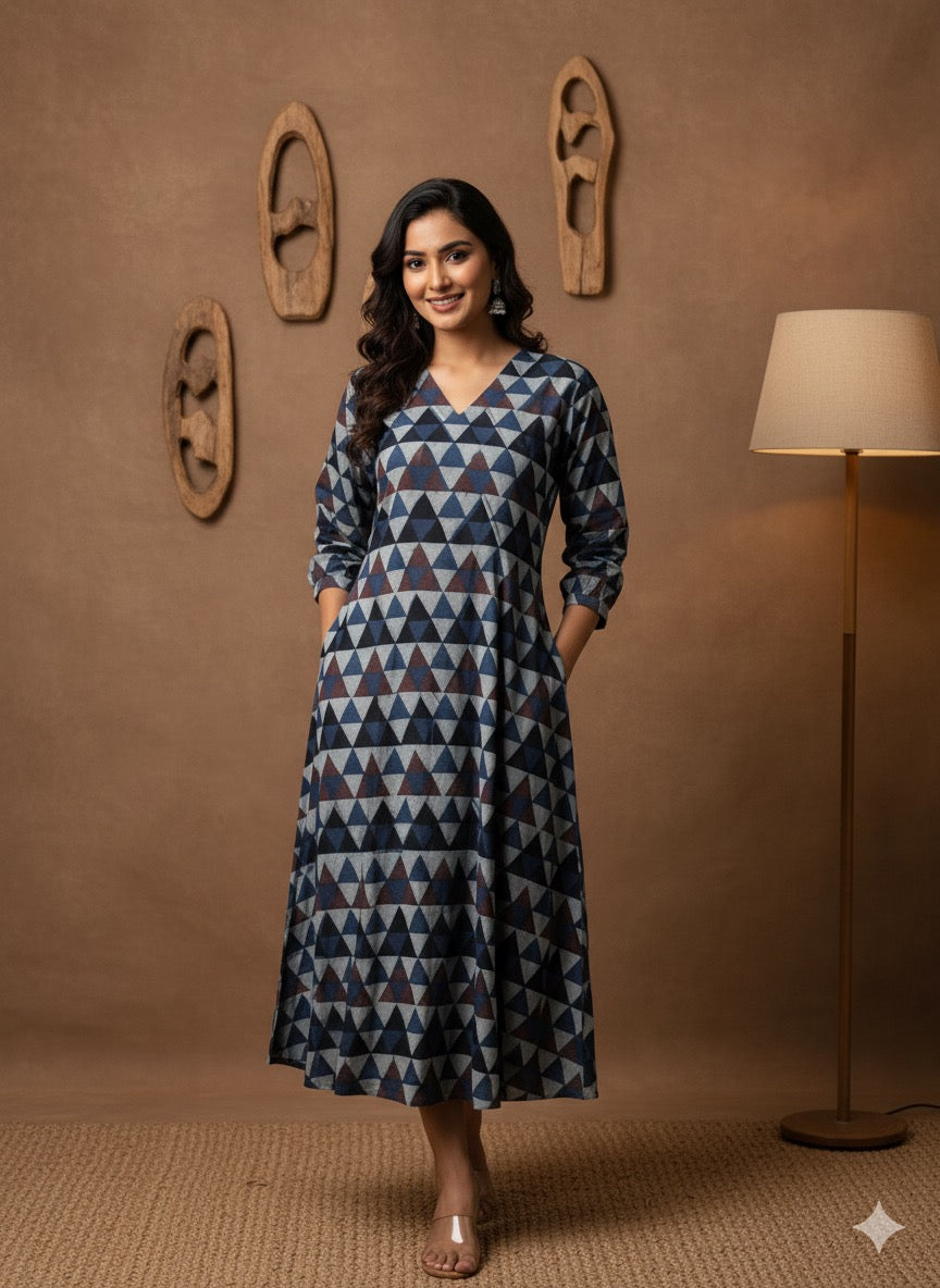 Cotton Ajrakh Dress