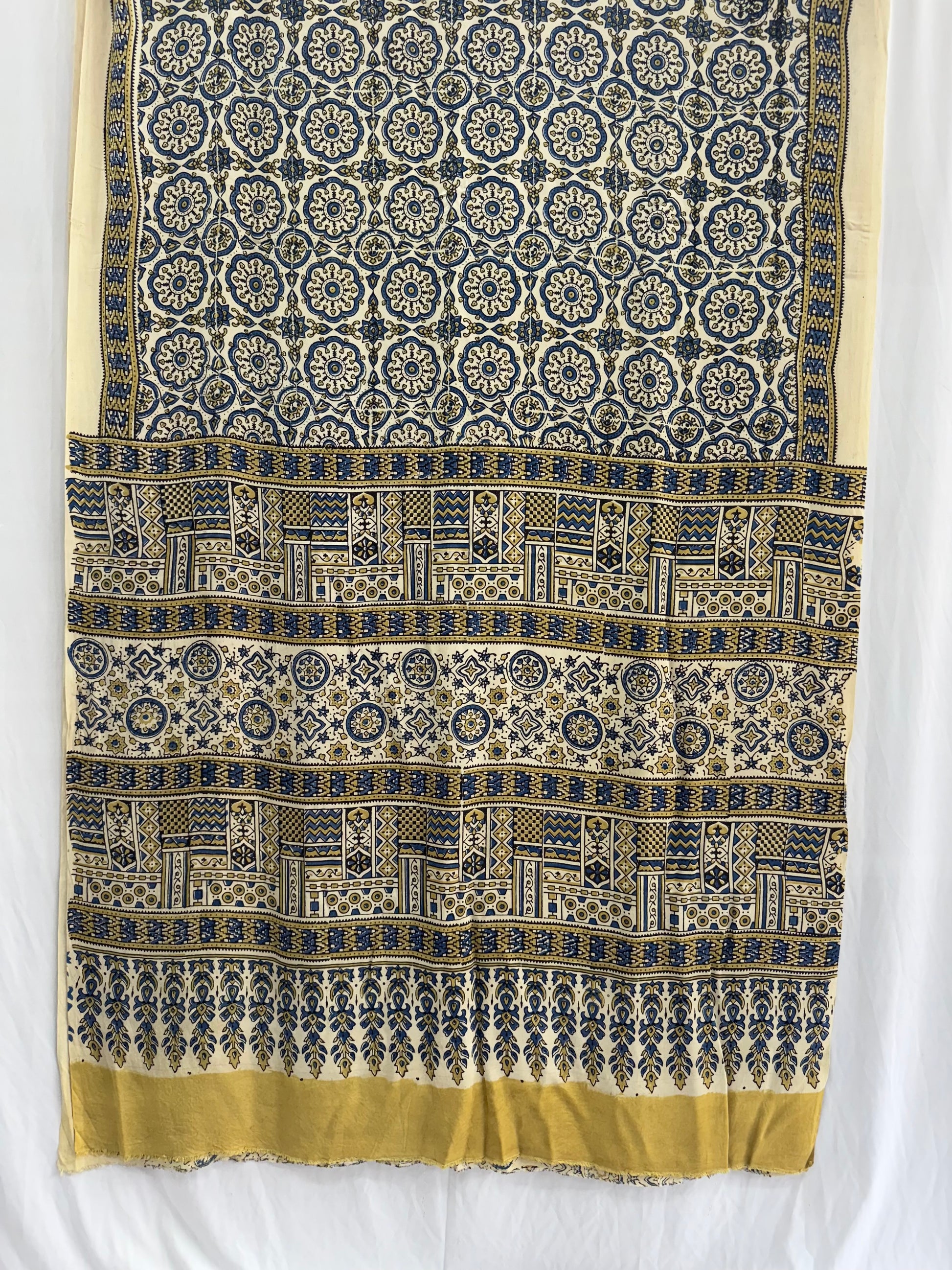Modal Silk Ajrakh Hand Block Printed Saree