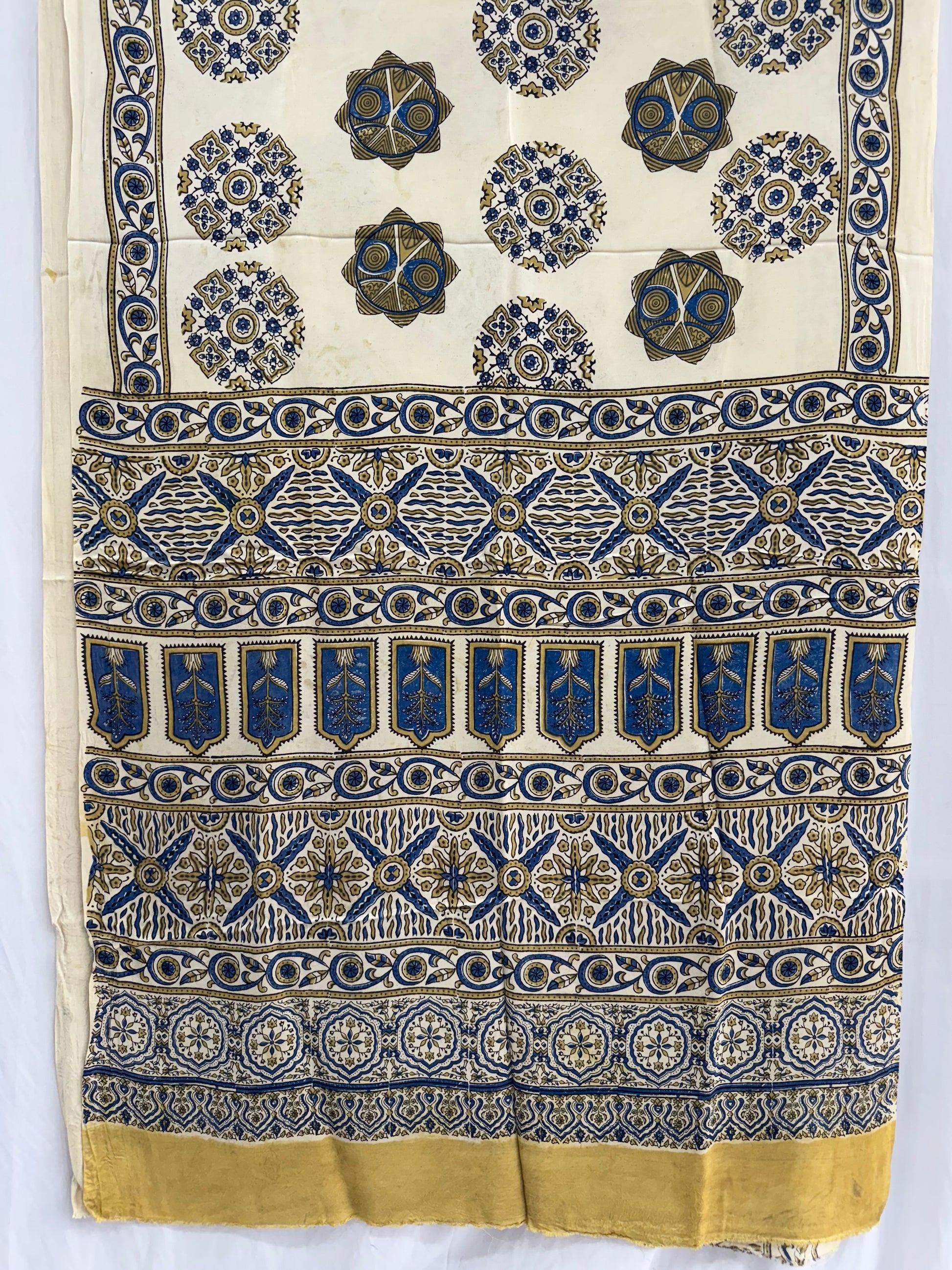 Modal Silk Ajrakh Hand Block Printed Saree