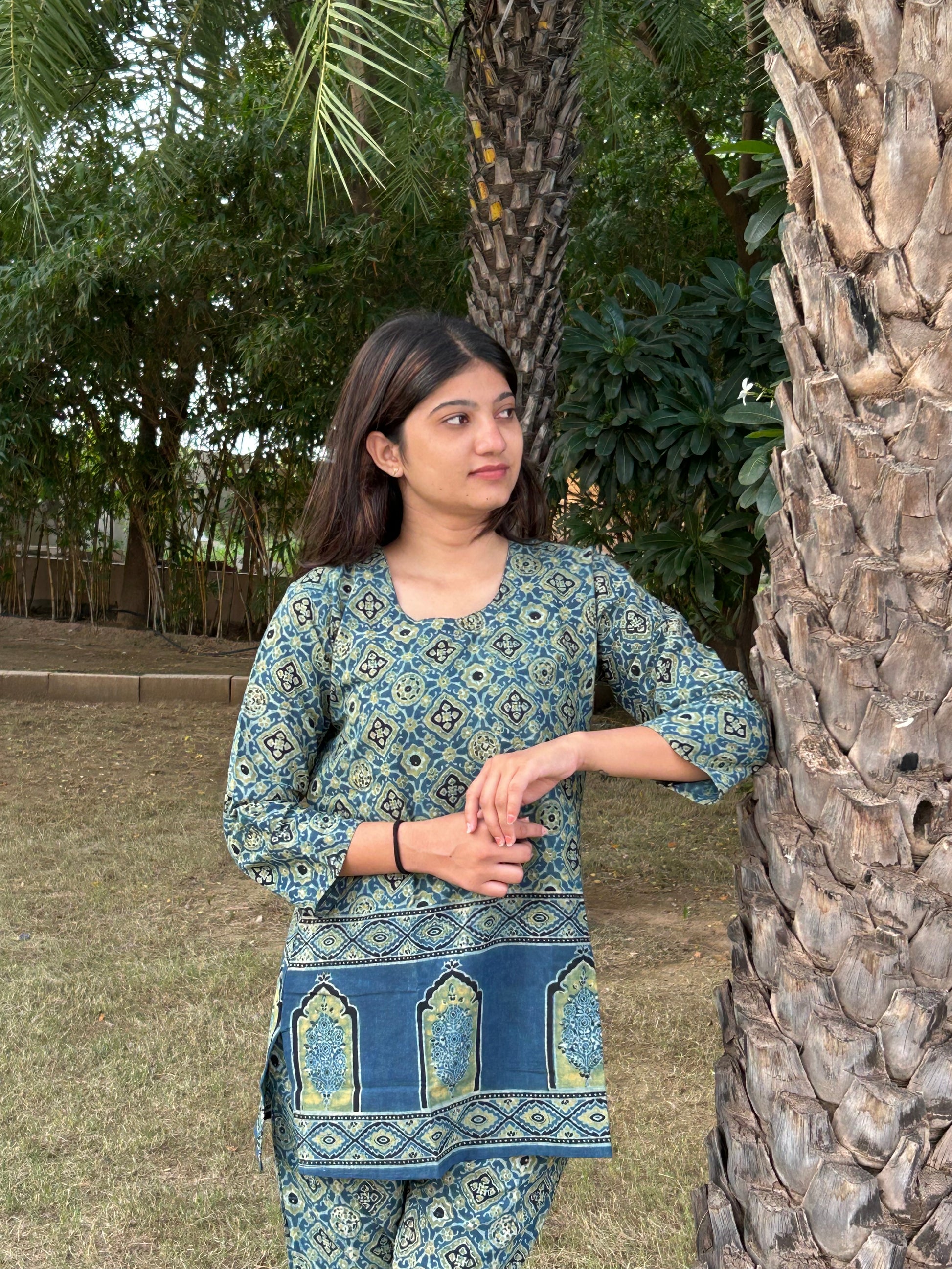 Ajrakh Print Cotton Co-ord Set (Top & Pant)