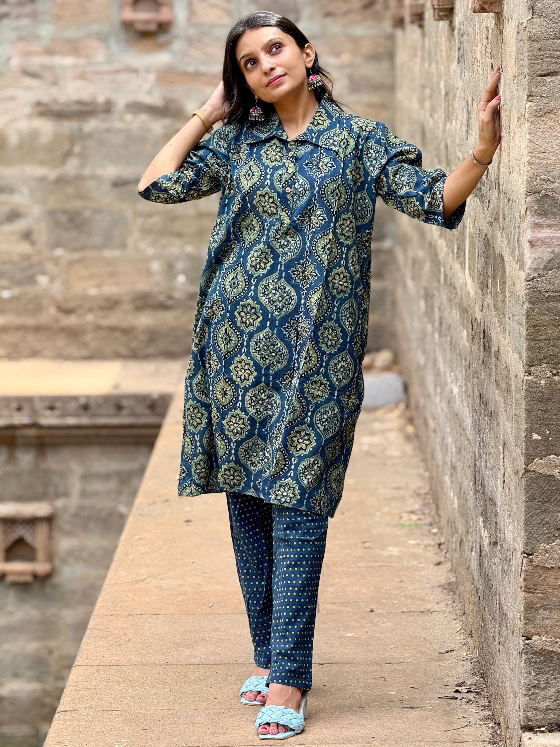 Ajrakh Print Cotton Co-ord Set (Top & Pant)