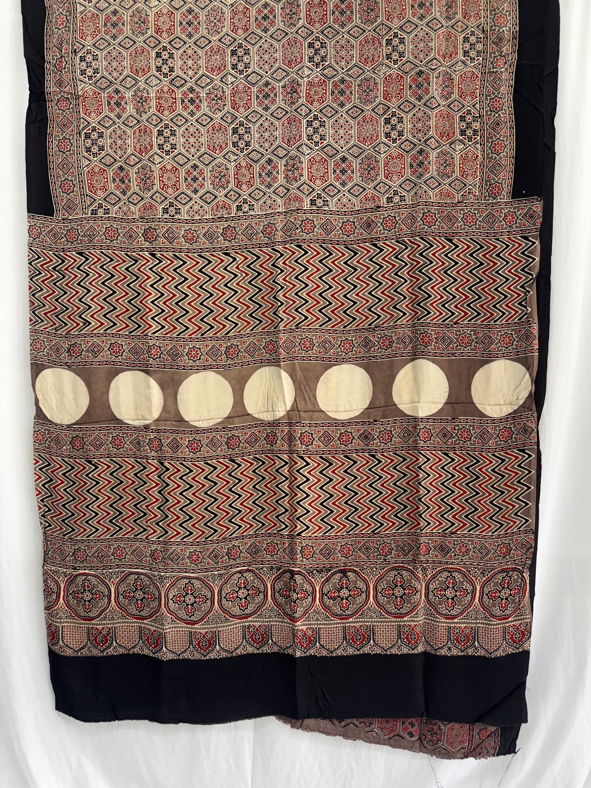 Modal Silk Ajrakh Hand Block Printed Saree