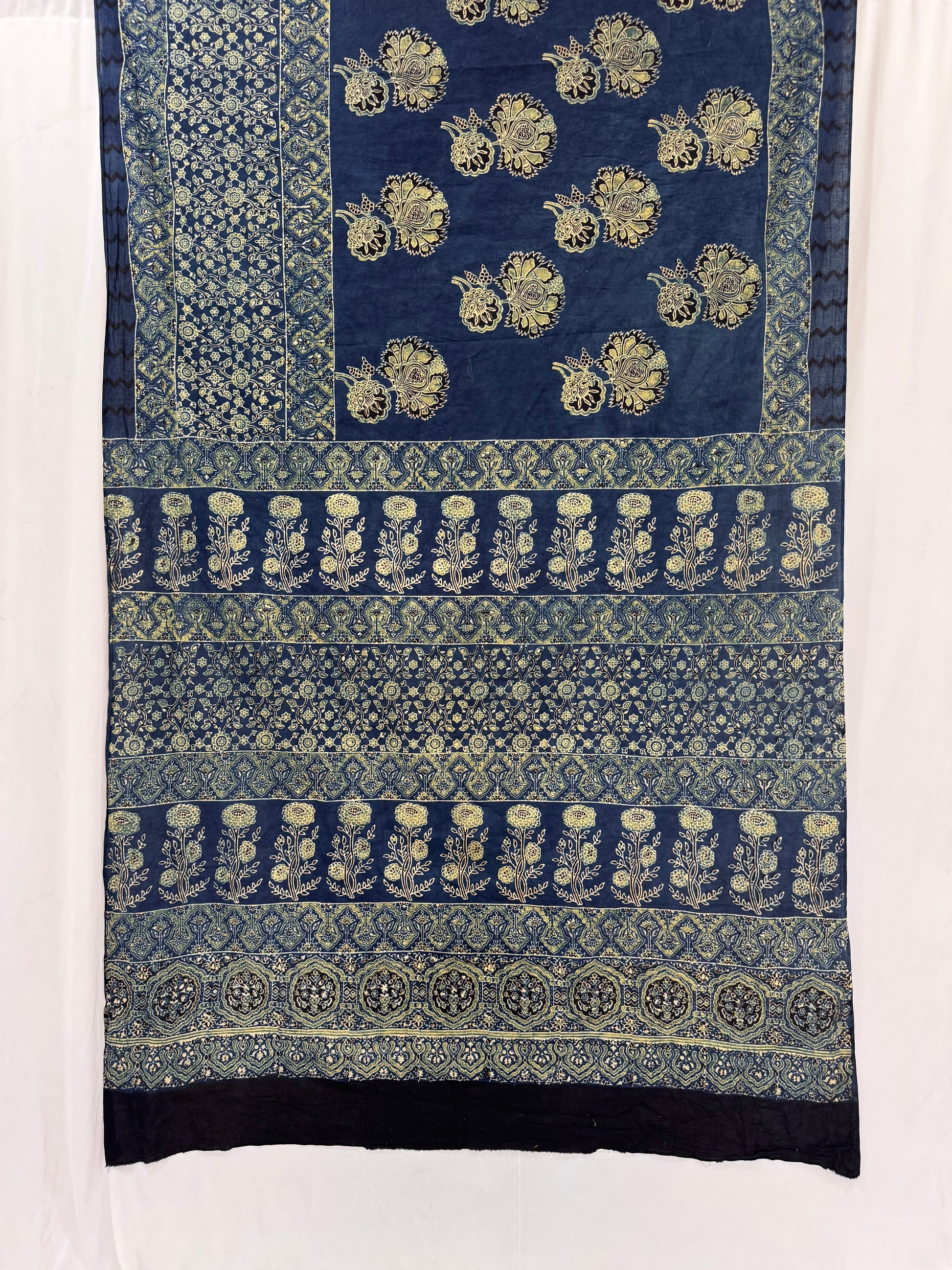 Cotton Ajrakh Hand Block printed Saree