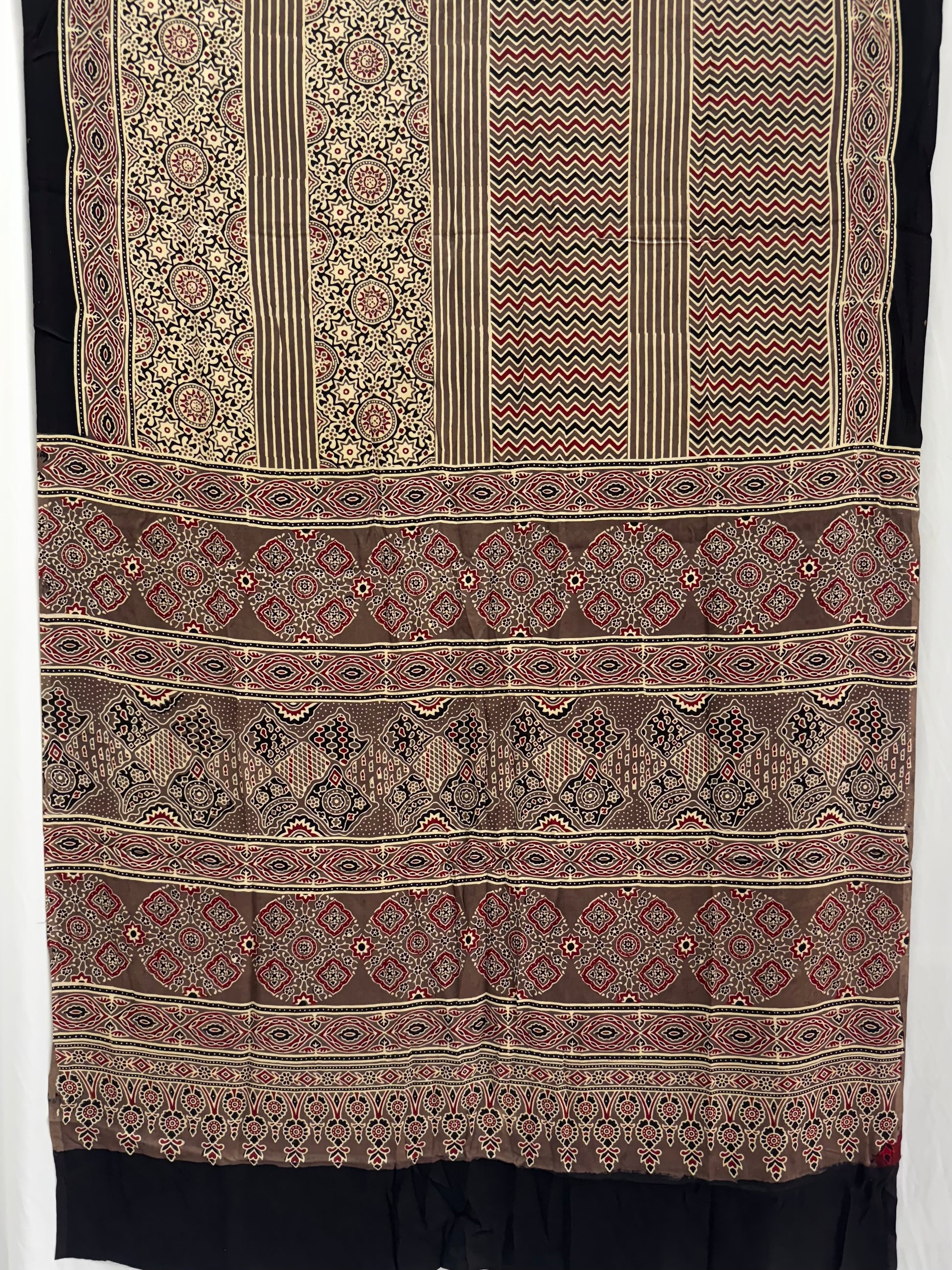 Modal Silk Ajrakh Hand Block Printed Saree