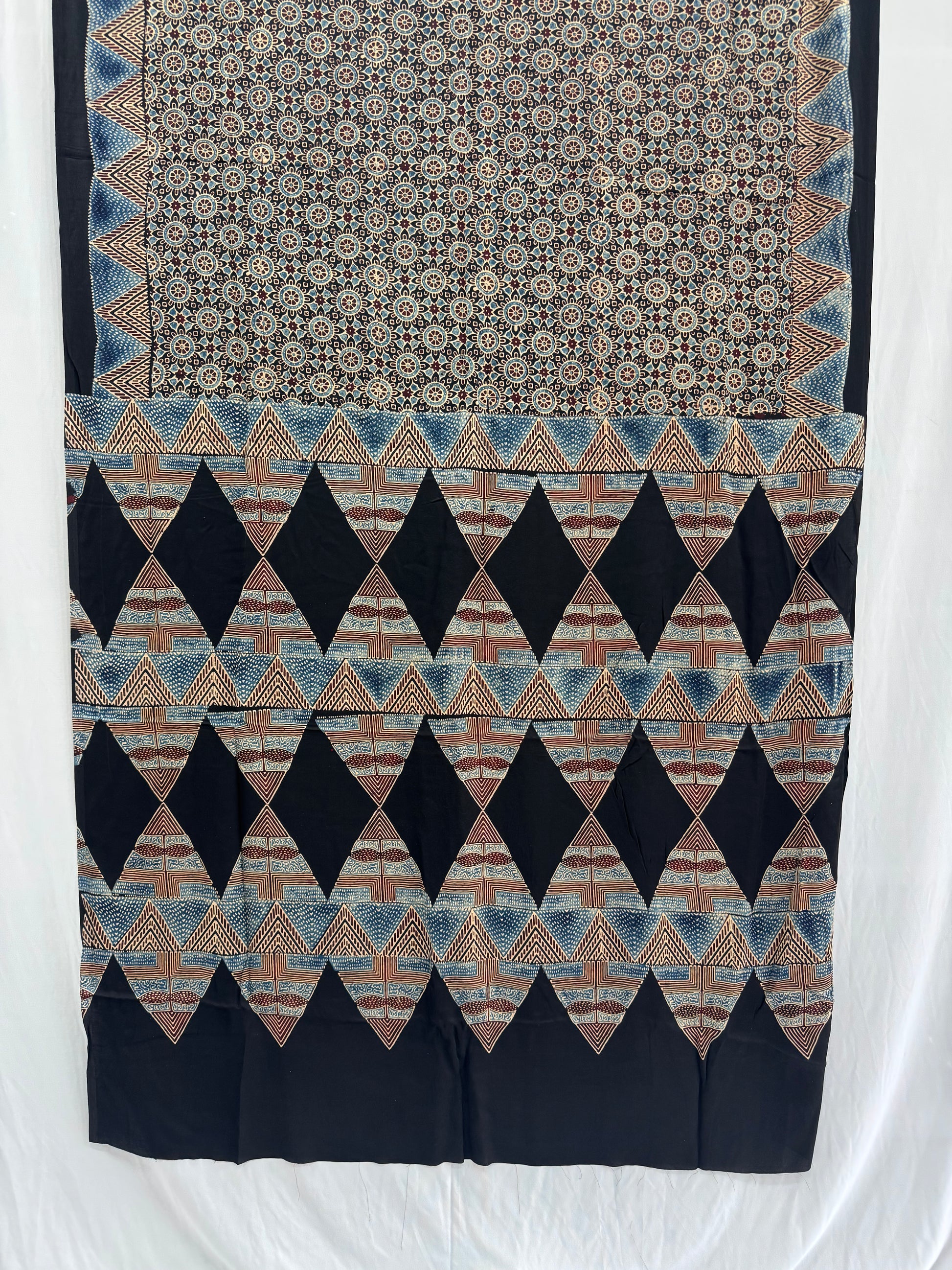 Modal Silk Ajrakh Hand Block Printed Saree