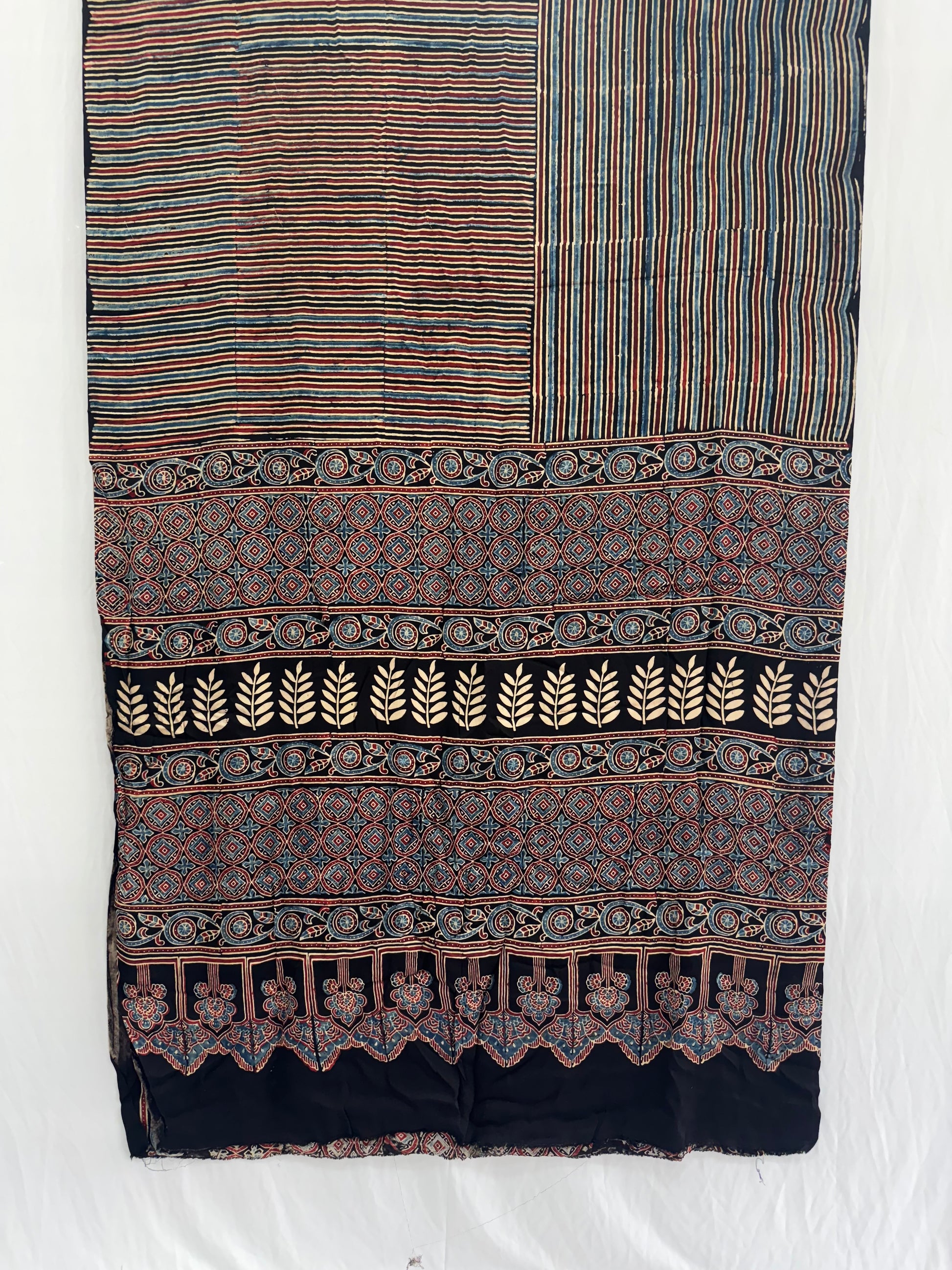 Modal Silk Ajrakh Hand Block Printed Saree