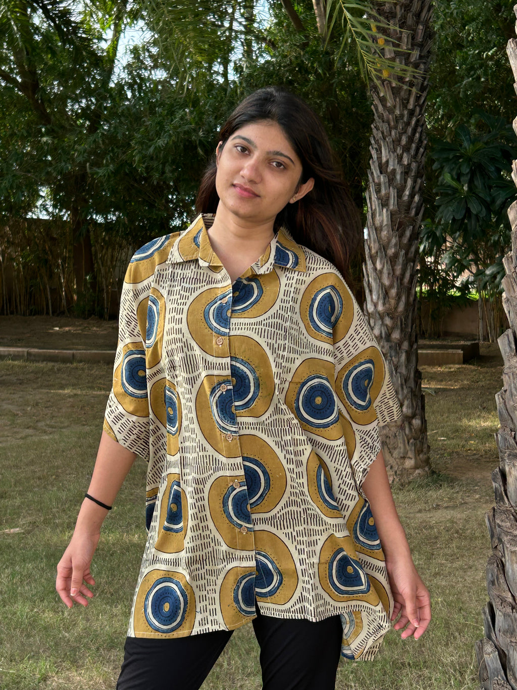 Cotton Ajrakh Kaftan – Shirt Style