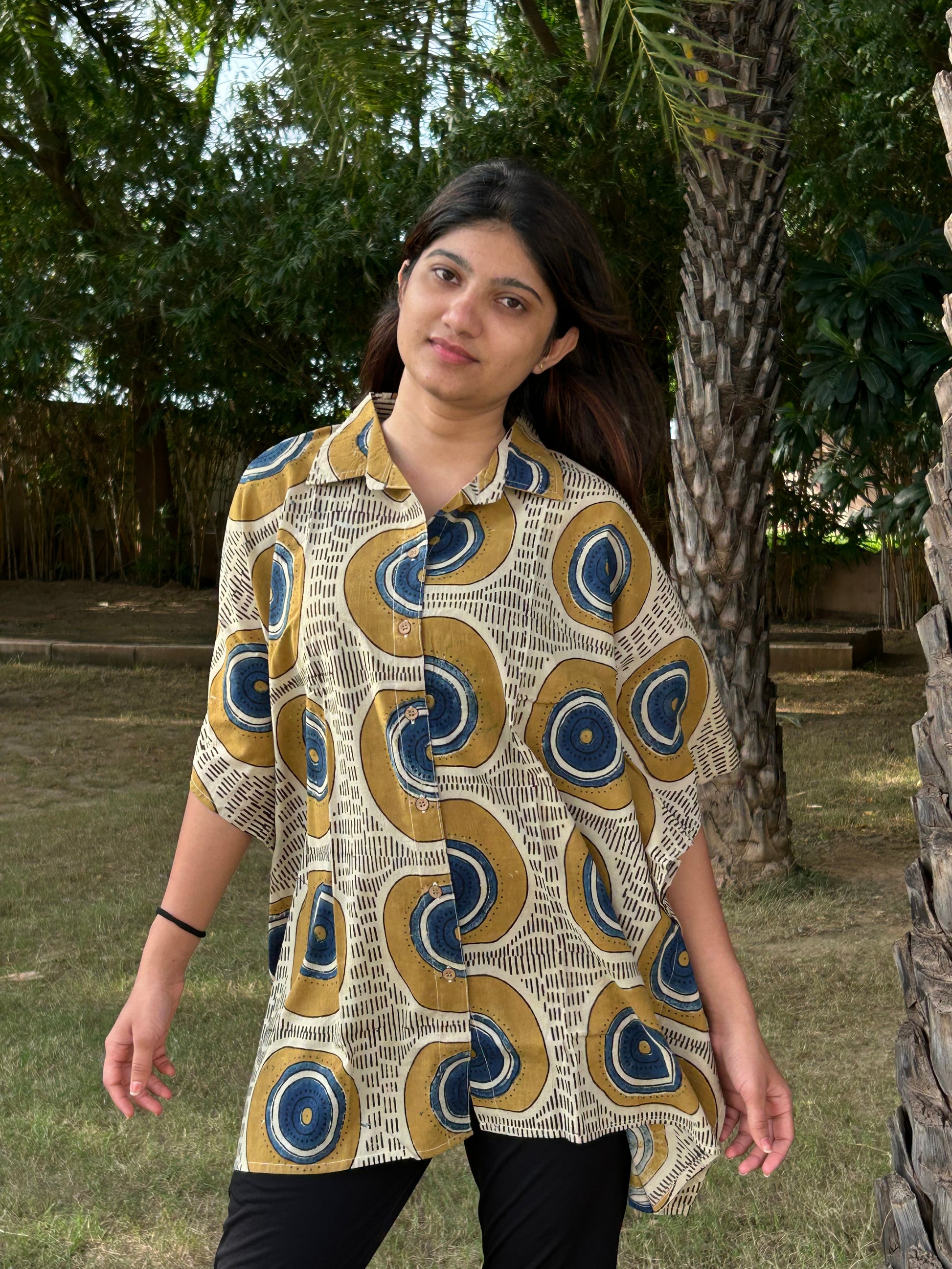 Cotton Ajrakh Kaftan – Shirt Style