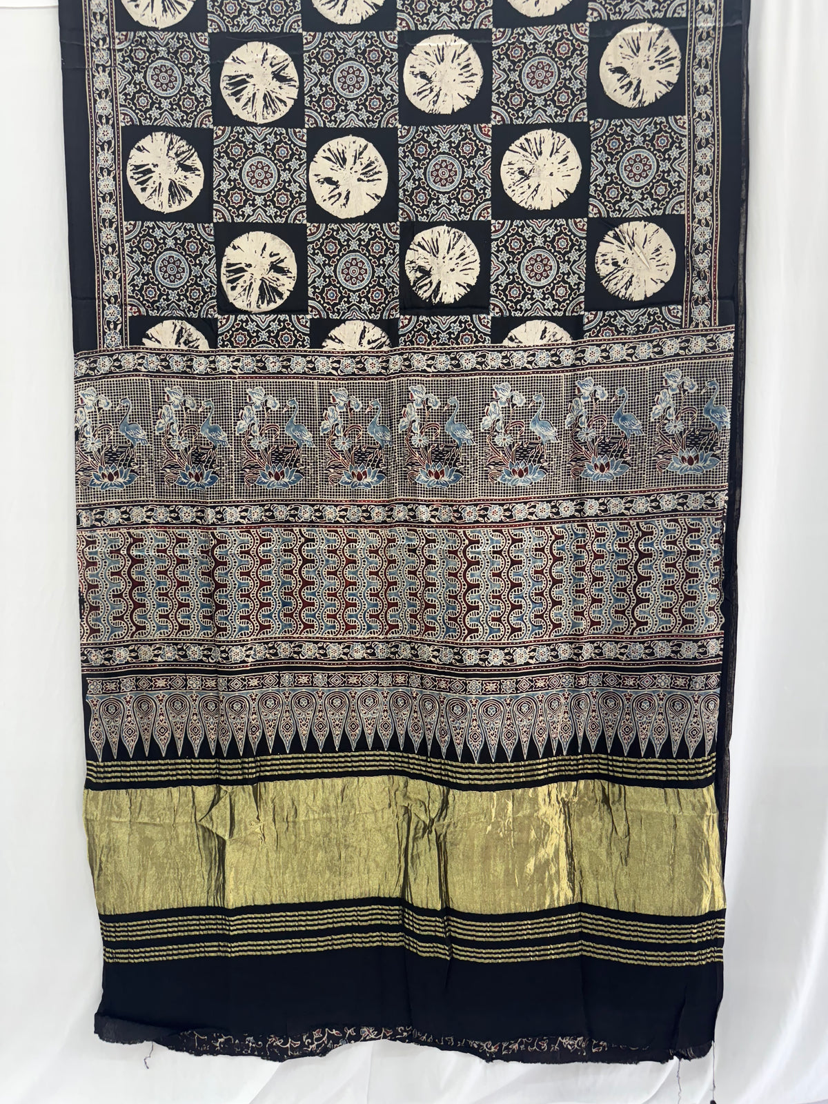 Modal silk Ajrakh Hand Block Saree With TCU Pallu (ZARI/LAGDI PATTA)