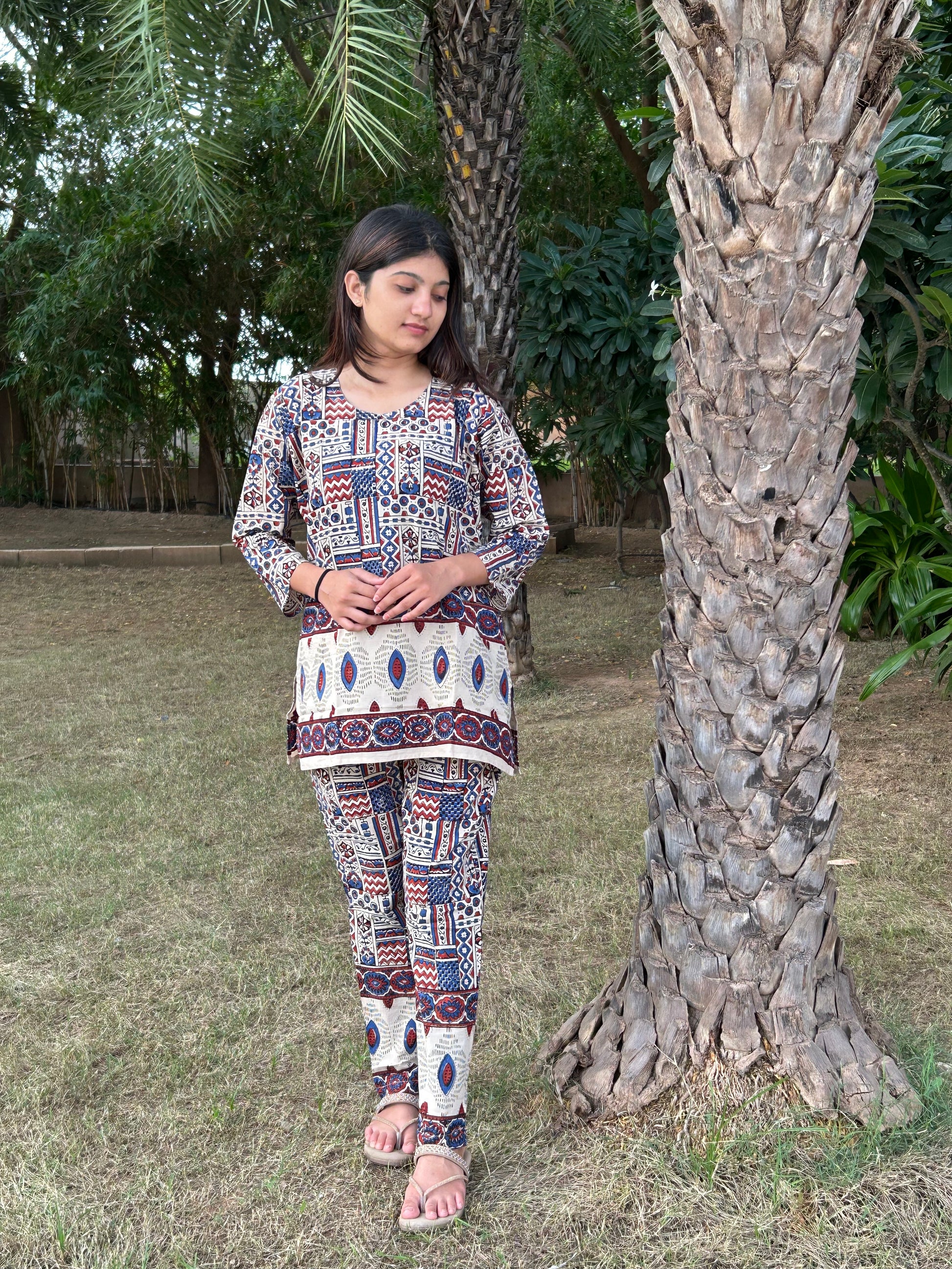 Ajrakh Print Cotton Co-ord Set (Top & Pant)