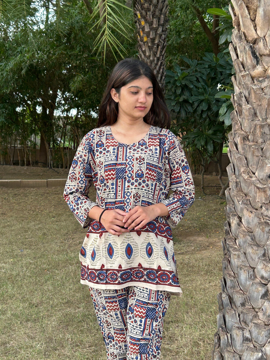 Ajrakh Print Cotton Co-ord Set (Top & Pant)