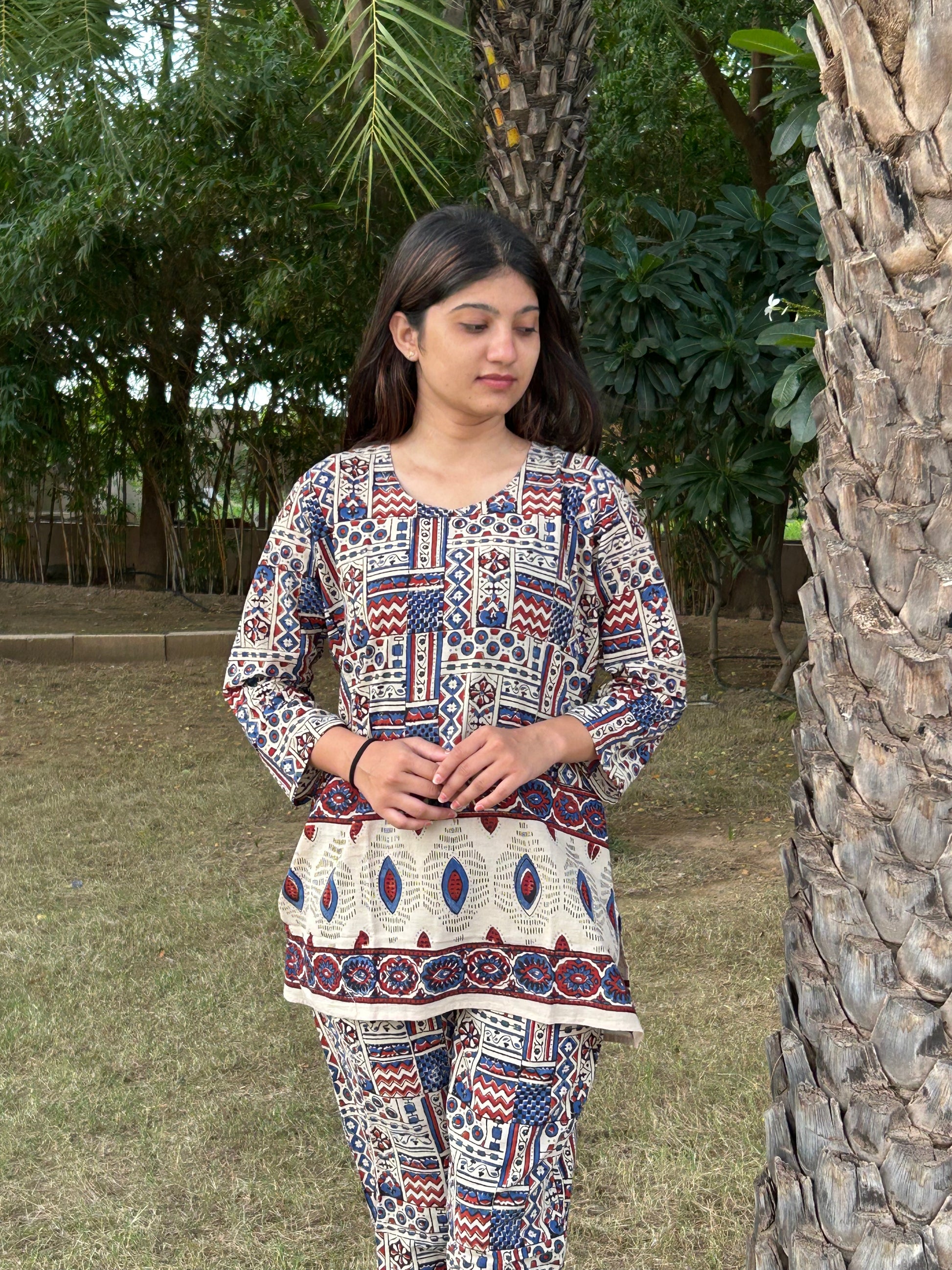 Ajrakh Print Cotton Co-ord Set (Top & Pant)